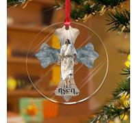 Adornos de Navidad acrílicos de 3 pulgadas 2025 con texto en inglés "He Is Risen", adorno colgante para árbol de Navidad, decoración de fiesta, belén, escena cruzada, recuerdo, disco transparente