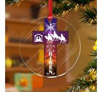 Adornos de Navidad acrílicos de 3 pulgadas 2025 con texto en inglés "He Is Risen", divertido adorno de Navidad, decoración de fiesta, Pascua, bebé, Jesús, recuerdo, disco transparente, etiqueta de