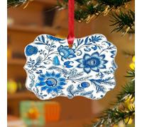 Adornos de Navidad acrílicos de 3 pulgadas 2025 de porcelana azul y blanca floral rústico adorno para árbol de Navidad, decoración interior del hogar, Chinoiserie Toile Oriental Flower Keepsake