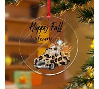 Adornos de Navidad acrílicos de 3 pulgadas 2025, diseño de calabaza, camión, granja, adorno de Navidad, decoración de fiesta de Navidad, acuarela, verde azulado, azul, camión de granja, recuerdo