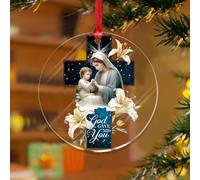 Adornos de Navidad acrílicos de 3 pulgadas 2025 God Gave Me You, adornos decorativos para colgar, decoración de árbol de Navidad, recuerdo de Jesús cristiano, disco transparente, etiqueta de nombre