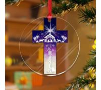 Adornos de Navidad acrílicos de 3 pulgadas 2025 He Is Risen, adornos colgantes personalizados, adornos para árbol de Navidad, Pascua, bebé, Jesús, recuerdo, disco transparente, etiqueta de nombre
