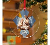 Adornos de Navidad acrílicos de 3 pulgadas 2025 He Is Risen, adornos colgantes únicos para decoración de fiesta de Navidad, recuerdo religioso, católico, religioso, disco transparente, etiqueta de