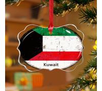 Adornos de Navidad acrílicos de 3 pulgadas 2025 Kuwait Farmhouse Adornos colgantes para árbol de Navidad, decoración de árbol de Navidad, países hispanos, países europeos, Asia, África, banderas