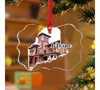 Adornos de Navidad acrílicos de 3 pulgadas 2025 Maine elegantes adornos de Navidad para decoración de árbol de Navidad, historia americana, recuerdo, disco transparente, etiqueta de nombre