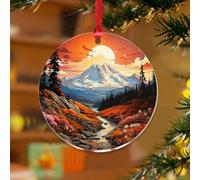 Adornos de Navidad acrílicos de 3 pulgadas 2025 Mount Rainier National Park Adornos redondos colgantes adornos para árbol de Navidad, decoración de fiesta, paisaje de montaña, recuerdo, disco