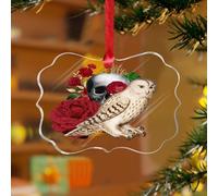 Adornos de Navidad acrílicos de 3 pulgadas 2025 para Halloween, búho, esqueleto, flor, adornos de Navidad, adornos colgantes de Navidad, adornos de Navidad, decoración de vacaciones, arbustos de rosas
