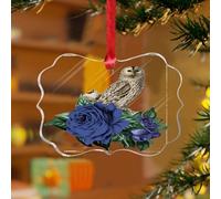 Adornos de Navidad acrílicos de 3 pulgadas 2025 para Halloween, búho, esqueleto, flor, floral, granja, adornos colgantes para árbol de Navidad, rosa negra y morada, arbustos de recuerdo, etiqueta de