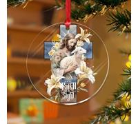 Adornos de Navidad acrílicos de 3 pulgadas 2025 para We Walk Faith No by Sight, elegantes adornos colgantes para árbol de Navidad, regalo religioso para recuerdo cristiano, etiqueta de nombre de