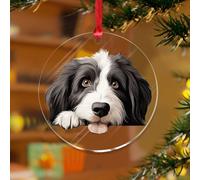 Adornos de Navidad acrílicos de 3 pulgadas 2025 Peeking Bearded Collie, adorno de Navidad personalizado, adorno de Navidad, festividades, decoración del hogar, imágenes de animales coloridos, recuerdo