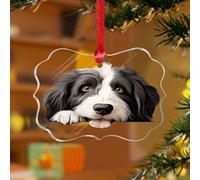 Adornos de Navidad acrílicos de 3 pulgadas 2025 Peeking Bearded Collie divertido adorno de Navidad para decoración del hogar, arte 3D, retrato de mascotas, perros, recuerdo, disco transparente