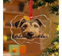 Adornos de Navidad acrílicos de 3 pulgadas 2025 Peeking Welsh Terrier, adornos redondos para colgar, decoración navideña, amante de perros y gatos, recuerdo de animales, disco transparente, etiqueta