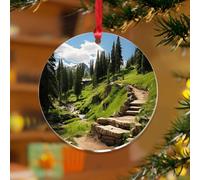 Adornos de Navidad acrílicos de 3 pulgadas 2025 R-ocky Mountain National Park Elegante adorno de Navidad, decoración navideña, acuarela, viaje, arte, cartel, recuerdo, disco transparente, etiqueta de