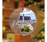 Adornos de Navidad acrílicos de 3 pulgadas de Alemania 2025 elegantes adornos de Navidad para decoración de árbol de Navidad, viajes globales, monumentos estéticos, recuerdo, disco transparente