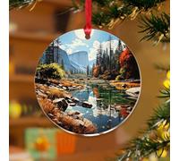 Adornos de Navidad acrílicos de 3 pulgadas del Parque Nacional Yosemite 2025, adornos redondos para colgar, decoración de árbol de Navidad, pósteres de aventura, impresiones de recuerdo, disco