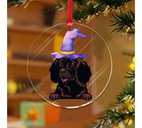 Adornos de Navidad acrílicos de 7.6 cm 2025 para Halloween American Water Spaniel de agua para granja, adornos colgantes para árbol de Navidad, decoración de fiesta, calabazas, perro con sombrero de