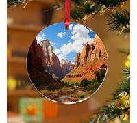 Adornos de Navidad acrílicos de 7,6 cm del Parque Nacional Zion 2025, adornos colgantes rústicos, adornos colgantes para árbol de Navidad, decoración de fiesta, acuarela, viaje, arte, recuerdo