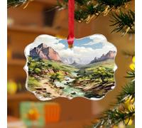 Adornos de Navidad acrílicos de 7,6 cm del Parque Nacional Zion 2025, divertidos adornos de Navidad, decoración de fiesta de Navidad, montaña, lago, naturaleza, paisaje, imagen, recuerdo, disco