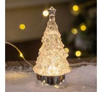Adornos de Navidad colgantes de cristal brillante con luces LED, adorno de escritorio relleno de agua, centro de mesa para fiestas festivas en el hogar (50 ml) (B, 13 x 6 x 6 cm)
