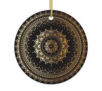 Adornos de Navidad con estampado de mandala, decoración de árbol Xmax, adorno decorativo para colgar, regalos de cerámica para decoración del hogar