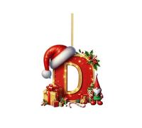 Adornos de Navidad con inicial para decoración de árbol, colgante personalizado de letras de Navidad, letras del alfabeto de Navidad para árbol de bricolaje, adornos de manualidades (D)