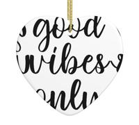 Adornos de Navidad con texto en inglés "Good Vibes Only", decoración de árbol de Navidad, adorno colgante de cerámica, regalo para familiares y amigos