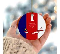 Adornos de Navidad con texto en inglés "I Love My Country' Malaysia" International Banner Christmas Tree Ornament Christmas Party Decor Custom Ceramic Double Sided Ornament Pendant for Friends Family