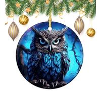 Adornos de Navidad de cerámica para colgar con cuerda dorada, decoración de árbol de Navidad de búho azul de porcelana para chimenea, mantel, corona, Navidad, fiesta, decoración de invierno