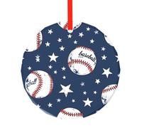 Adornos de Navidad de estrella de béisbol vintage, decoraciones redondas de cristal, decoración de árbol de bola deportiva, colgante decorativo para Navidad, hogar, oficina, fiesta, vacaciones