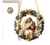 Adornos de Navidad de Jesús | Belén 2D acrílico decoración cristiana de Navidad | Decoraciones cristianas, adornos de Pascua para ventana, barandillas de escalera