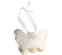 Adornos de Navidad de madera con cuerda para colgar, diseños de corazón y estrella de mariposa adecuados para arreglos de árbol y vacaciones (A)