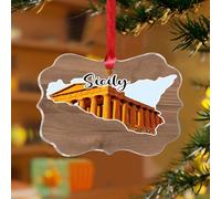 Adornos de Navidad de Sicilia, impresión artística de la nación, regalo único, discos acrílicos transparentes, arquitectura, mapas, construcción, arte escénico, recuerdo para decoración de árbol de