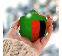 Adornos de Navidad de Zambia con bandera patriótica redonda para árbol de Navidad, círculo de cerámica personalizado América Latina, país hispano, países europeos, Asia y África, banderas de Navidad