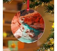 Adornos de Navidad del Parque Nacional del Gran Cañón, pinturas de paisajes naturales, recuerdos redondos, discos acrílicos transparentes, bosque, montañas, pintura, recuerdo para decoración de árbol