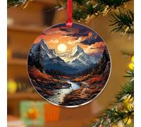 Adornos de Navidad del Parque Nacional Glaciar, paisaje de montaña, divertido recuerdo, discos acrílicos transparentes, pósteres de aventura, colgantes para decoración de árbol de Navidad, etiqueta de