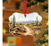 Adornos de Navidad del parque nacional Saguaro, pintura de montañas del bosque, obras de arte, divertidos recuerdos, discos acrílicos transparentes, parque natural, recuerdo para decoración de árbol
