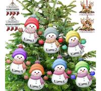 Adornos de Navidad Personalizados,7pcs Personalizado muñeco de Nieve Adornos con Nombre Familia Ornamento Navidad árbol Colgante decoración Regalo - 3.15"（8cm）