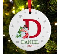 Adornos de Navidad personalizados con inicial, adorno familiar 2025, adornos personalizados para árbol de Navidad, inicial D