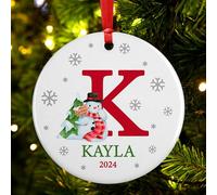 Adornos de Navidad personalizados con inicial, adorno familiar 2025, adornos personalizados para árbol de Navidad, inicial K