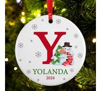 Adornos de Navidad personalizados con inicial, adorno familiar 2025, adornos personalizados para árbol de Navidad, inicial Y