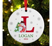 Adornos de Navidad personalizados con inicial, adorno familiar 2025, adornos personalizados para árbol de Navidad, inicial L