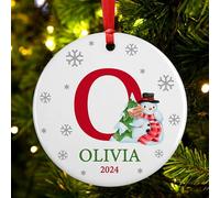 Adornos de Navidad personalizados con inicial, adorno familiar 2025, adornos personalizados para árbol de Navidad, inicial O