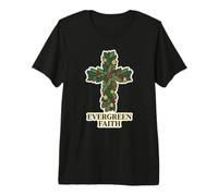 Adornos de piña de Cruz de fe Evergreen para decoración navideña Camiseta Premium