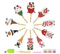 Adornos de pintura de punto de Navidad, 10 piezas de arte decorativo de diamante, llavero festivo colgante 5D Santa Claus Hanging Ornamento, decoración de árbol de vacaciones, kit de manualidades
