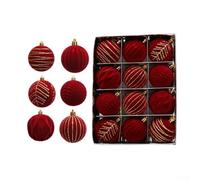 Adornos de plástico inastillables de tela de felpa para decoración de árbol de Navidad, ofrecen una decoración navideña duradera y segura para entornos familiares (1 rojo)