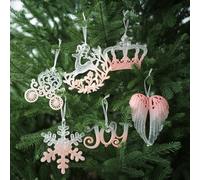 Adornos de plástico transparente para decoración de árbol de Navidad con diversas formas de estilo europeo, incluyendo coronas, carruajes y copos de nieve para uso festivo (corona)