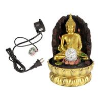 Adornos de resina para fuente de agua: Estatua de Buda meditando con luz LED, fuente de mesa para decoración
