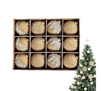 Adornos De Terciopelo para Árbol De Navidad con Purpurina | 12 Pieces Decoraciones De Bolas De Árbol De Navidad | Bola Retro del Á-rbol De Na-vidad con Brillo para La Decoración De Fiestas