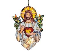 Adornos Decoracion Colección Je Sus S Un Catcher, vitral acrílico de 6/8 Pulgadas para Colgar en la Ventana, Ideal para el hogar, la Iglesia y Las festividades (B, 20x15x1cm)