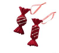 Adornos decorativos de Navidad con flocado rojo, complemento perfecto para la decoración de tu hogar de vacaciones (caramelos)